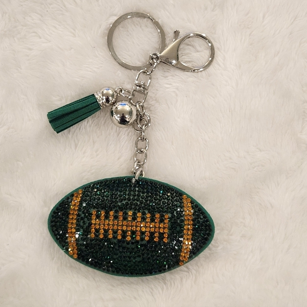 Green and Gold Football Keychain Bag Charm